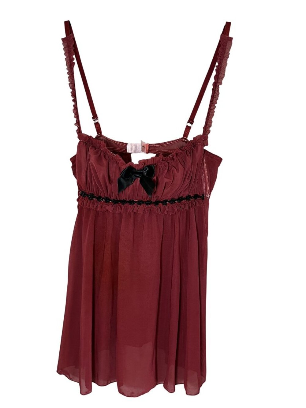 Fredericks Floral Sheer Mesh Babydoll Top L Romantic Festival Boho Indie 80s